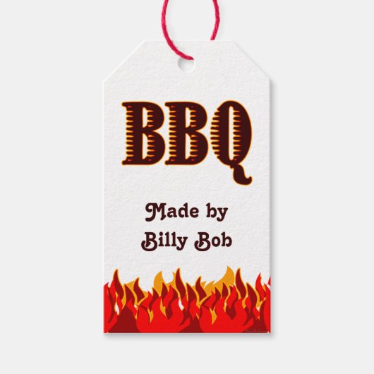 BBQ Red Flames Custom Canning of Gift Label Cadeaulabel (Voorkant)