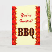 BBQ Red Flames Custom Folded Invitation (Voorkant)