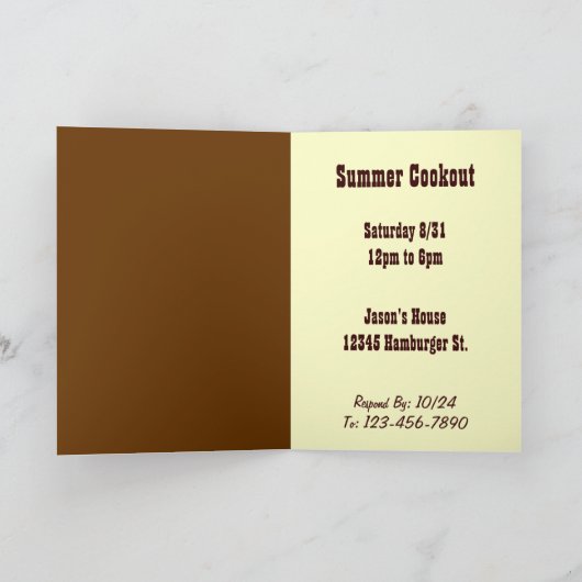 BBQ Red Flames Custom Folded Invitation (Binnen)