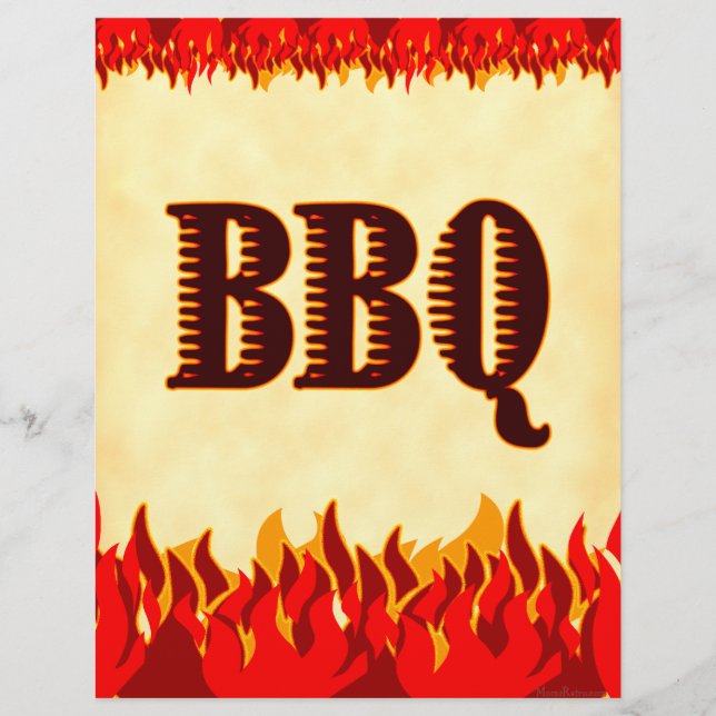 BBQ Red Flames Custom Party Flyer Modèle (Devant)