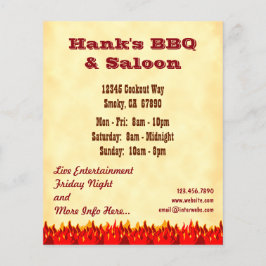 BBQ Red Flames Custom Restaurant Flyer Sjabloon