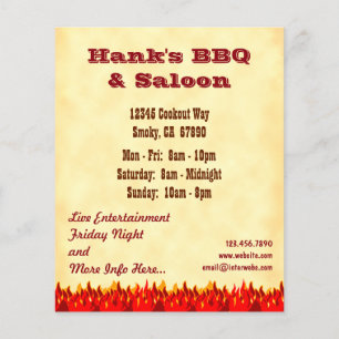 BBQ Red Flames Custom Restaurant Flyer Sjabloon