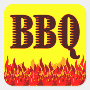 BBQ Red Flames  Jar of Canning Sticker