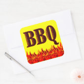BBQ Red Flames personnalisable Jar ou Sticker à ca (Enveloppe)