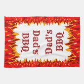 BBQ Red Flames Personnalisé Serviette de cuisine (Horizontal)