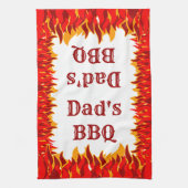 BBQ Red Flames Personnalisé Serviette de cuisine (Vertical)
