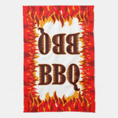 BBQ Red Flames Serviette de cuisine (Vertical)