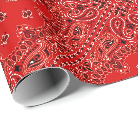 BBQ Red Paisley Western Bandana Scarf Print Cadeaupapier (Rol Hoek)