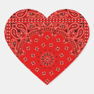 BBQ Red Paisley Western Bandana Scarf Print Hart Sticker