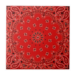 BBQ Red Paisley Western Bandana Scarf Print Tegeltje