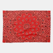 BBQ Red Paisley Western Bandana Scarf Print Theedoek (Horizontaal)