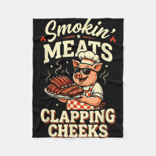 Bbq rokende vlees en klappende wangen grappige var fleece deken