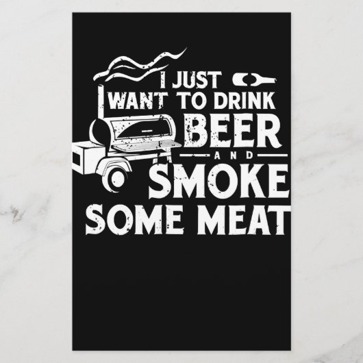 BBQ Roking Pitmaster Gift Drink Beer Smoke Vlees Briefpapier (Voorkant)