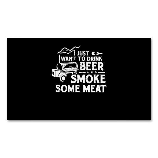 BBQ Roking Pitmaster Gift Drink Beer Smoke Vlees Magnetisch Visitekaartje (Voorkant)