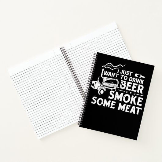 BBQ Roking Pitmaster Gift Drink Beer Smoke Vlees Notitieboek (Binnen)