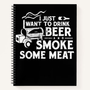BBQ Roking Pitmaster Gift Drink Beer Smoke Vlees Notitieboek