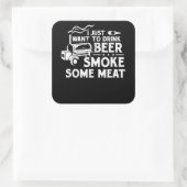 BBQ Roking Pitmaster Gift Drink Beer Smoke Vlees Vierkante Sticker (Tas)