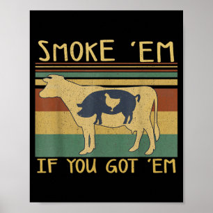 BBQ-roosteren Funny Meat Roker Foodie-liefhebber Poster