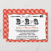 BBQ Rouge Simple Bébé Douche Invitations (Devant / Derrière)