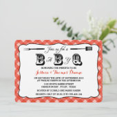 BBQ Rouge Simple Bébé Douche Invitations (Debout devant)