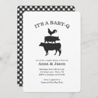 BBQ Rustic Couples Baby shower Baby Q Invitation