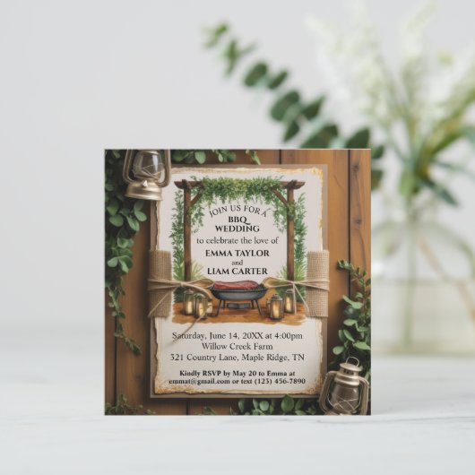 BBQ Rustique Faire-part de mariage (Debout devant)