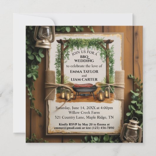 BBQ Rustique Faire-part de mariage (Devant)
