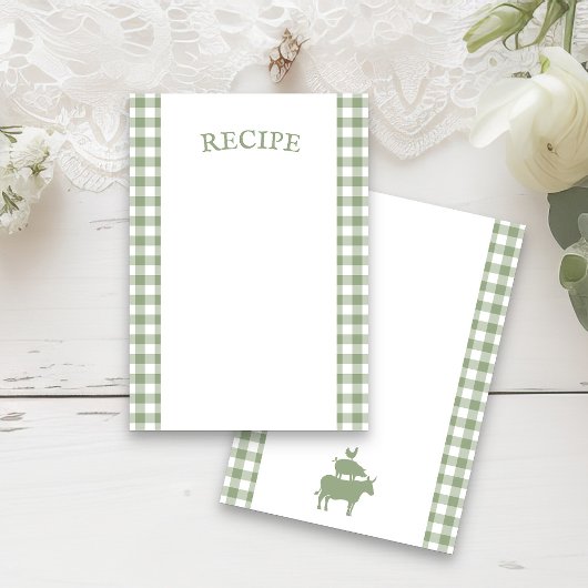  BBQ Sage Green Gingham Recept Kaart