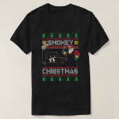 BBQ Santa Grilling Roast op roker T-shirt (Design voorkant)