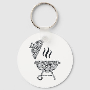 BBQ Shape Collage Silhouette Grill Cook Shirt Byrb Sleutelhanger