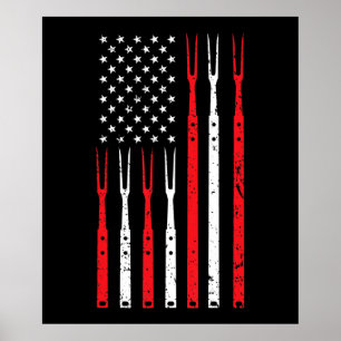 BBQ Shirt voor Heren Papa Gift Patriottische USA Poster