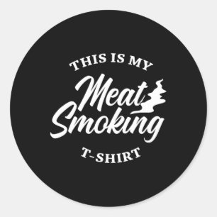 Bbq-shirt voor mannen vleesliefhebbers roker dit i ronde sticker