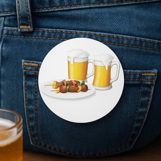 BBQ Skewers en bier zomer Cookout Ronde Sticker