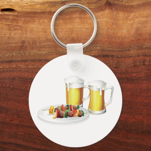 BBQ Skewers en bier zomer Cookout Sleutelhanger (Voorkant)