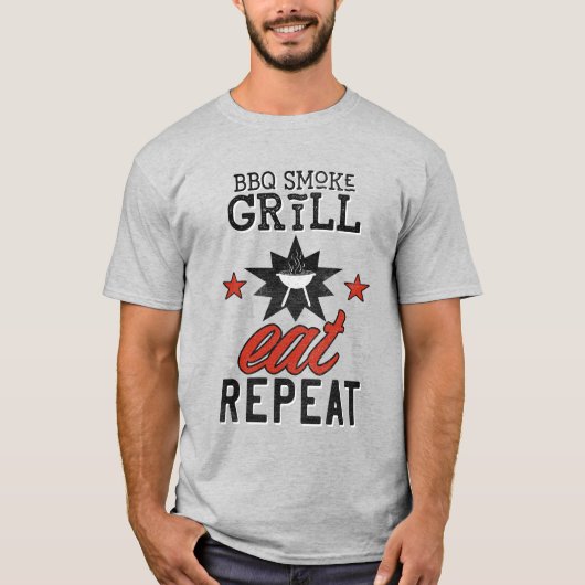BBQ Smoke Repeat EAT REPEAT  koken T-shirt (Voorkant)