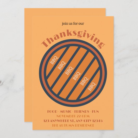 BBQ Thanksgiving Invitation (Devant / Derrière)
