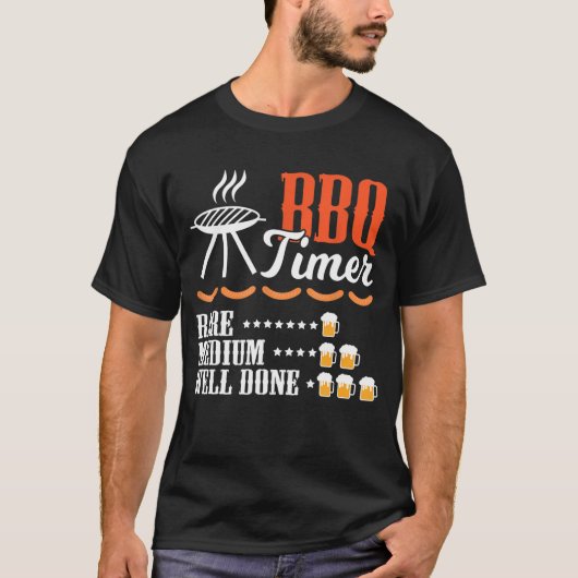 BBQ Timer Beer Drink Funny Grilling T-shirt (Voorkant)