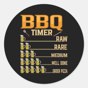 BBQ Timer Raw Rare Medium Goed gedaan Grill Liefhe Ronde Sticker