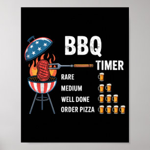 Bbq-timer Vlees Roken Grap T-shirt Grill Bierliefh Poster