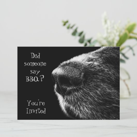 BBQ-uitnodiging: neuszwart en grijs Kaart (Staand voorkant)
