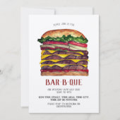 BBQ uitnodiging reusachtige hamburger (Voorkant)