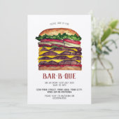 BBQ uitnodiging reusachtige hamburger (Staand voorkant)