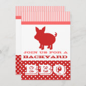 BBQ Uitnodiging - Rood en Roze Varken (Voorkant / Achterkant)