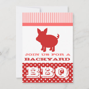 BBQ Uitnodiging - Rood en Roze Varken