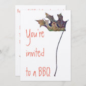 BBQ Uitnodigingen op Felt Ecru-papier met envelop (Voorkant / Achterkant)