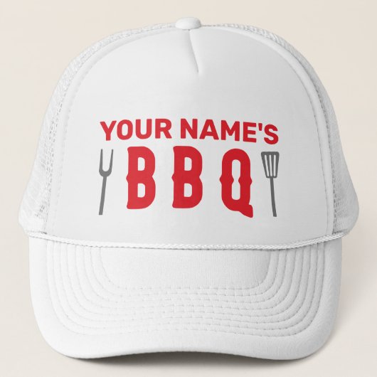 Bbq van jouw naam trucker pet (Voorkant)