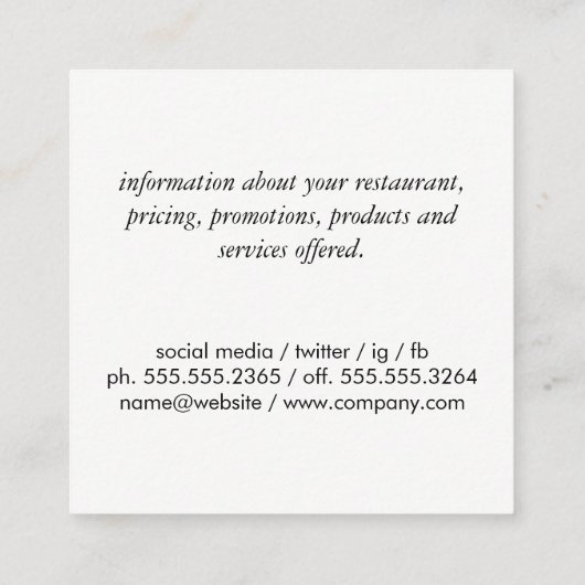 BBQ / Varken / Krijt Achtergrond Vierkante Visitekaartje (Achterkant)