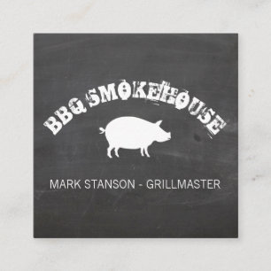 BBQ / Varken / Krijt Achtergrond Vierkante Visitekaartje