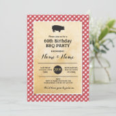 BBQ Verjaardag Elke Leeftijd Rustiek Rood Hout Uit Kaart (Staand voorkant)