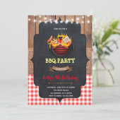 BBQ verjaardagsfeest baby shower uitnodiging (Staand voorkant)